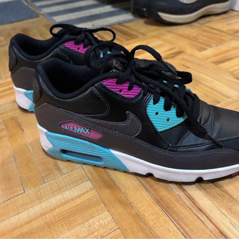 Nike Air Max 90 Black with Teal and Pink Highlights